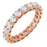 14K Gold Round Natural Diamond Shared-Prong Eternity Band – 3 mm Stones (1 3/4–2 1/5 CTW) - Rose Gold