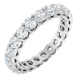 14K Gold Round Lab-Grown Diamond Shared-Prong Eternity Band – 3 mm Stones (1 3/4–2 1/5 CTW) - White Gold