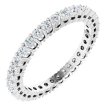 14K Gold Round Natural Diamond Shared-Prong Eternity Band – 1.7 mm Stones (1/2–3/4 CTW) - White Gold