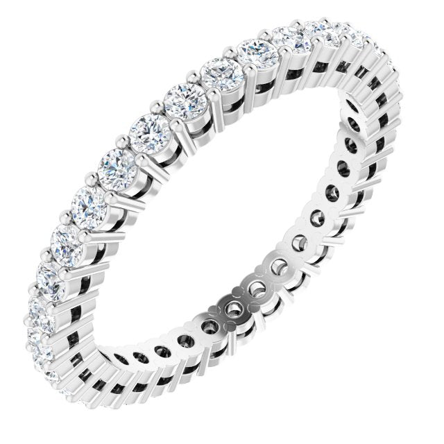 Platinum Round Natural Diamond Shared-Prong Eternity Band – 1.7 mm Stones (1/2–3/4 CTW)