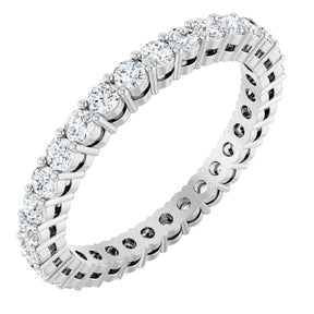 Platinum Round Lab-Grown Diamond Shared-Prong Eternity Band – 2 mm Stones (7/8–1 CTW)