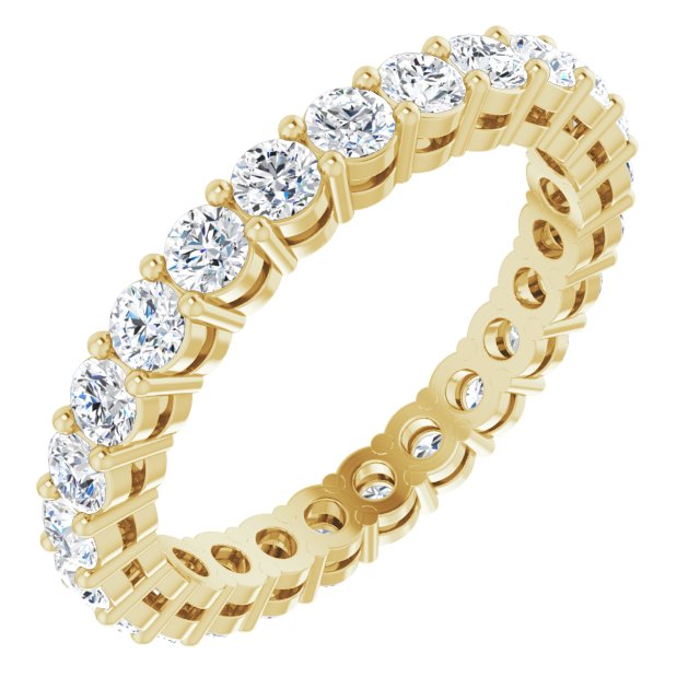 14K Gold Round Lab-Grown Diamond Shared-Prong Eternity Band – 2.5 mm Stones (1 3/8–1 1/2 CTW) - Yellow Gold