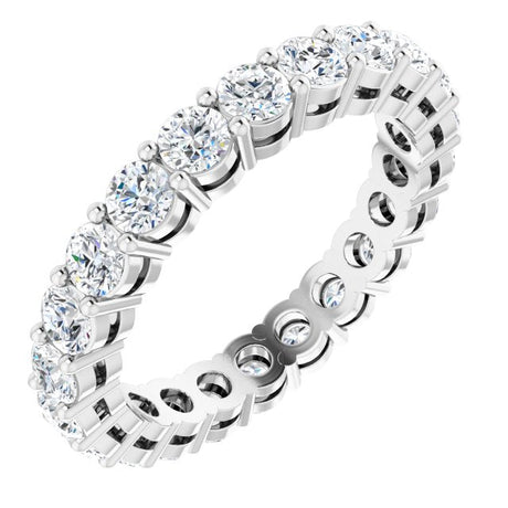 Platinum Round Lab-Grown Diamond Shared-Prong Eternity Band – 2.8 mm Stones