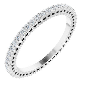 Platinum Round Natural Diamond Shared-Prong Eternity Band – 1.3 mm Stones (3/8–1/2 CTW)