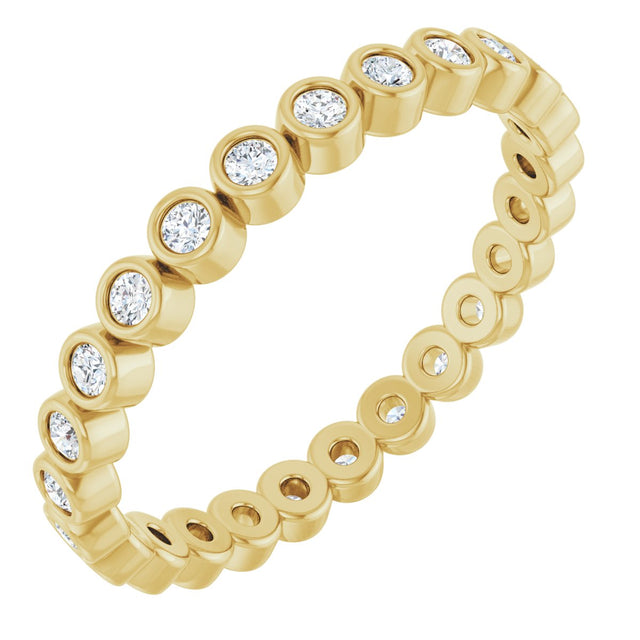 14K Gold Round Natural Diamond Eternity Band – 1.5 mm Stones - Yellow Gold