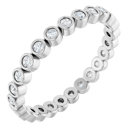 14K Gold Round Natural Diamond Eternity Band – 1.5 mm Stones - White Gold