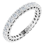 14K Gold Round Natural Diamond Shared-Prong Eternity Band – 2 mm Stones (3/4–1 CTW) - White Gold