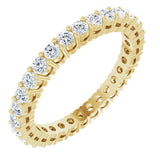 14K Gold Round Natural Diamond Shared-Prong Eternity Band – 2 mm Stones (3/4–1 CTW) - Yellow Gold