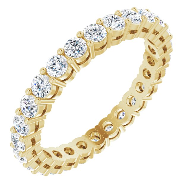 14K Gold Round Lab-Grown Diamond Shared-Prong Eternity Band – 2.5 mm Stones (1 3/8–1 1/2 CTW) - Yellow Gold