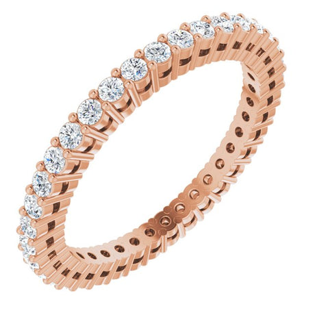 14K Gold Round Lab-Grown Diamond Shared-Prong Eternity Band – 1.5 mm Stones (1/2 CTW) - Rose Gold