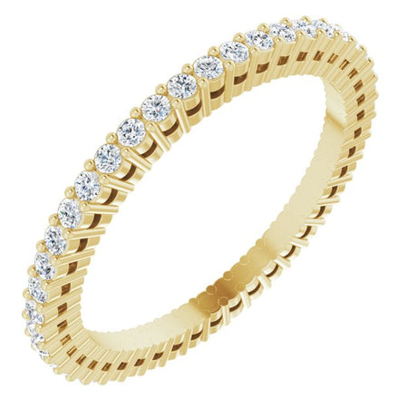 14K Gold Round Lab-Grown Diamond Shared-Prong Eternity Band – 1.3 mm Stones (3/8–1/2 CTW) - Yellow Gold