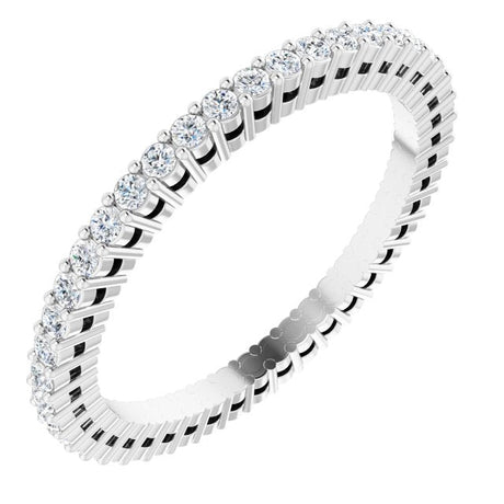 14K Gold Round Lab-Grown Diamond Shared-Prong Eternity Band – 1.3 mm Stones (3/8–1/2 CTW) - White Gold