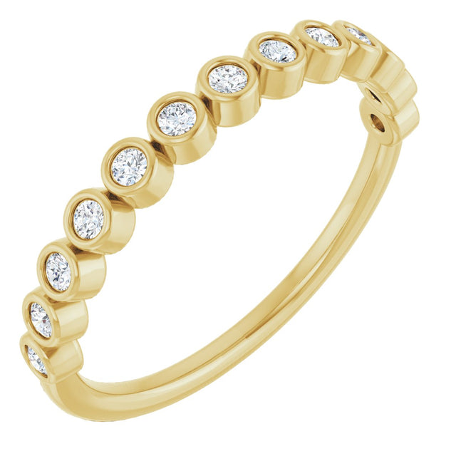 14K Gold Round Lab-Grown Diamond Bezel-Set Anniversary Band – .08–1/5 CTW - Yellow Gold
