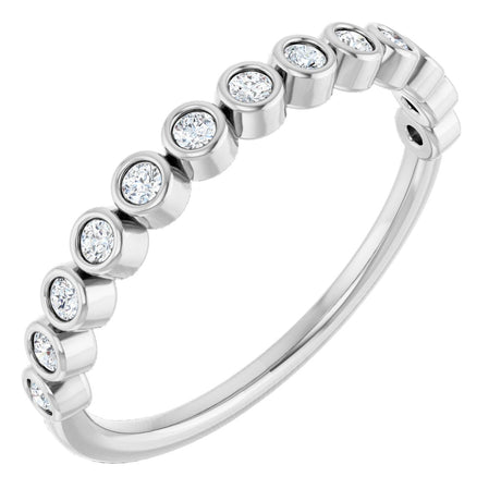 10K Gold Round Lab-Grown Diamond Bezel-Set Anniversary Band – .08–1/5 CTW - White Gold
