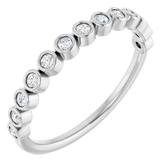 10K Gold Round Lab-Grown Diamond Bezel-Set Anniversary Band – .08–1/5 CTW - White Gold