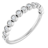 14K Gold Round Natural Diamond Bezel-Set Anniversary Band – .07–1/5 CTW - White Gold