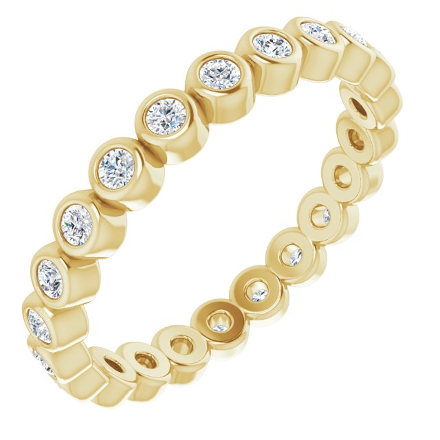 14K Gold Round Natural Diamond Eternity Band – 1.5 mm Stones - Yellow Gold
