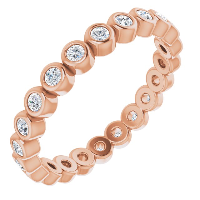 14K Gold Round Natural Diamond Eternity Band – 1.5 mm Stones - Rose Gold