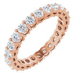 14K Gold Round Natural Diamond Shared-Prong Eternity Band – 2.5 mm Stones (1 3/8–1 1/2 CTW) - Rose Gold