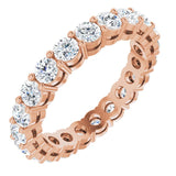 14K Gold Round Natural Diamond Shared-Prong Eternity Band – 2.8 mm Stones - Rose Gold