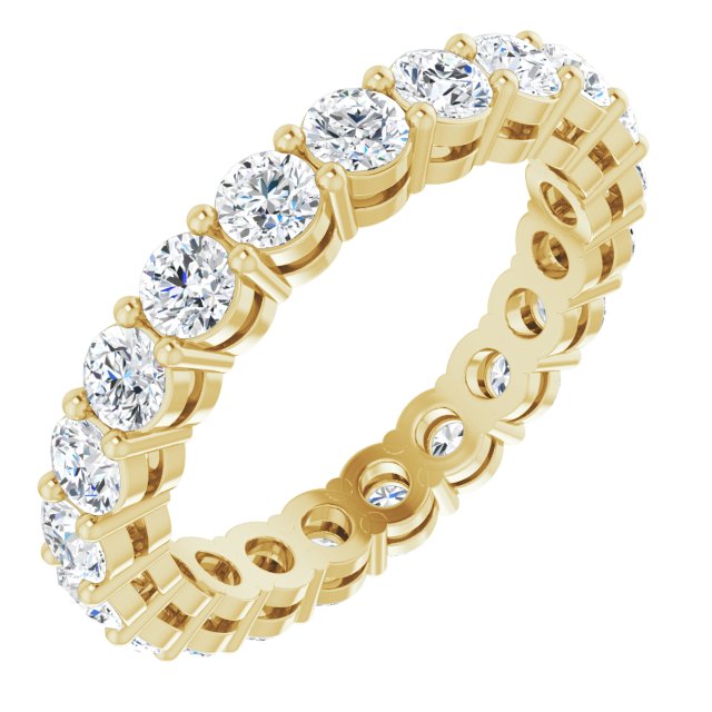 14K Gold Round Lab-Grown Diamond Shared-Prong Eternity Band – 2.8 mm Stones - Yellow Gold