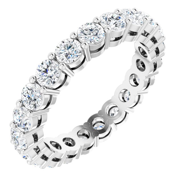 Platinum Round Lab-Grown Diamond Shared-Prong Eternity Band – 2.8 mm Stones