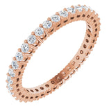 14K Gold Round Natural Diamond Shared-Prong Eternity Band – 1.7 mm Stones (1/2–3/4 CTW) - Rose Gold