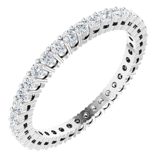 14K Gold Round Lab-Grown Diamond Shared-Prong Eternity Band – 1.7 mm Stones (1/2–5/8 CTW) - White Gold