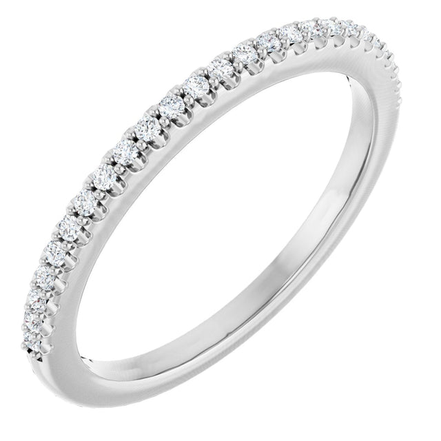 14K Gold Round Natural Diamond Shared-Prong Anniversary Band – 1/8 CTW - White Gold