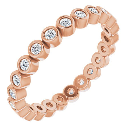 14K Gold Round Natural Diamond Eternity Band – 1.5 mm Stones - Rose Gold