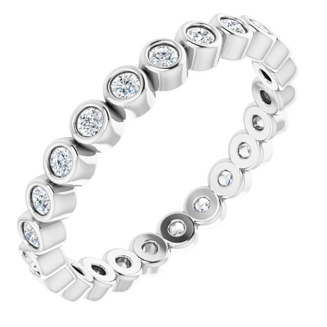 14K Gold Round Natural Diamond Eternity Band – 1.5 mm Stones - White Gold