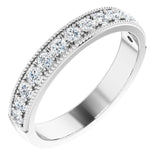 14K Gold Round Natural Diamond Milgrain Edge Anniversary Band – 1/5–3/8 CTW - White Gold