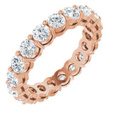 14K Gold Round Natural Diamond Shared-Prong Eternity Band – 3 mm Stones (1 3/4–2 1/5 CTW) - Rose Gold