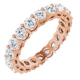 14K Gold Round Natural Diamond Shared-Prong Eternity Band – 3 mm Stones (1 3/4–2 1/5 CTW) - Rose Gold