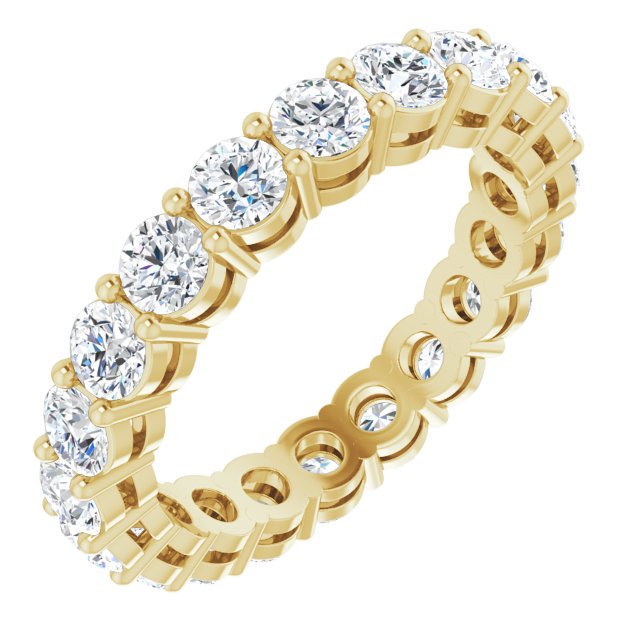 14K Gold Round Lab-Grown Diamond Shared-Prong Eternity Band – 3 mm Stones (1 3/4–2 1/5 CTW) - Yellow Gold