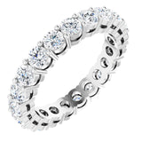 14K Gold Round Lab-Grown Diamond Shared-Prong Eternity Band – 2.8 mm Stones - White Gold