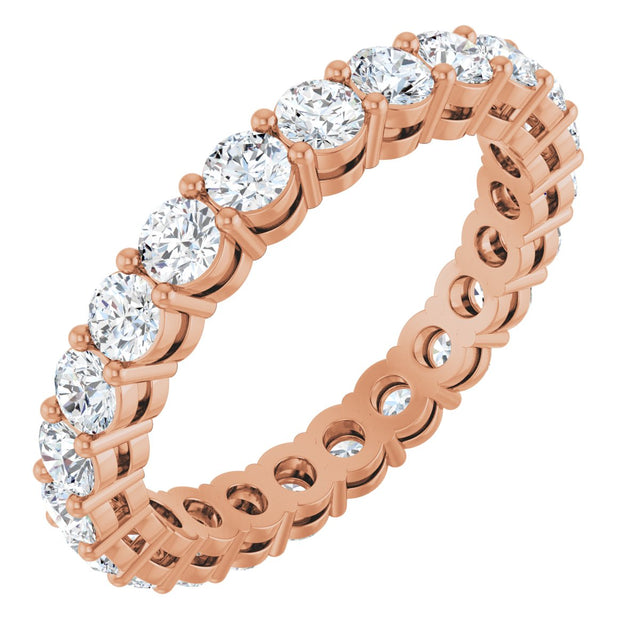 14K Gold Round Lab-Grown Diamond Shared-Prong Eternity Band – 2.8 mm Stones - Rose Gold