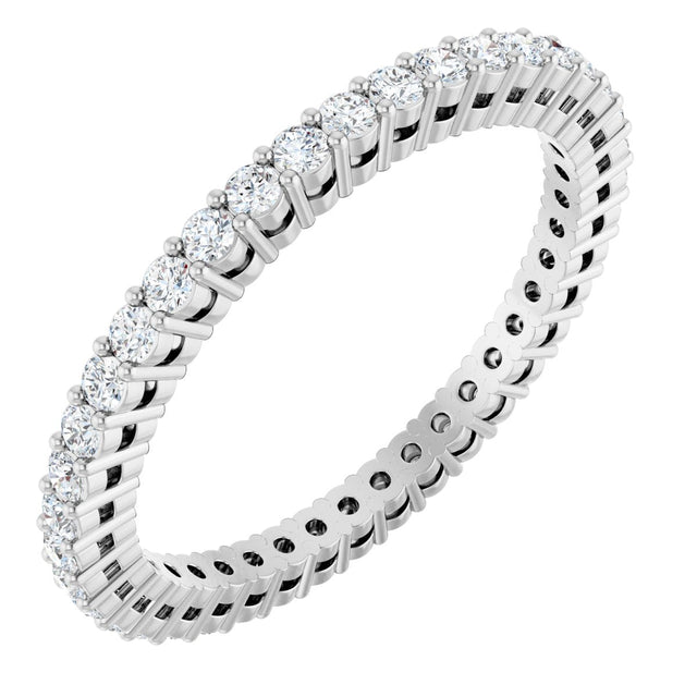 14K Gold Round Lab-Grown Diamond Shared-Prong Eternity Band – 1.5 mm Stones (1/2 CTW) - White Gold
