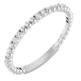 Platinum Round Natural Diamond Beaded Anniversary Band – 1/8 CTW