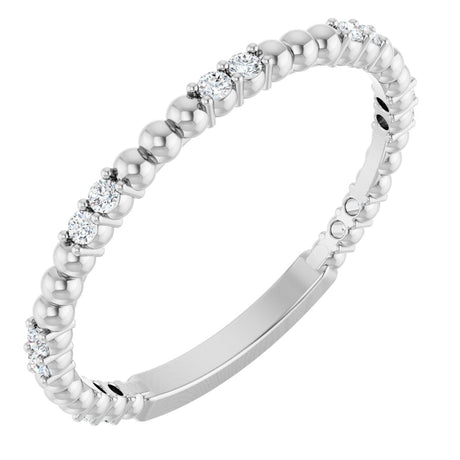 Platinum Round Lab-Grown Diamond Beaded Anniversary Band – 1/8 CTW