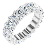 14K Gold Oval Natural Diamond Shared U-Prong Eternity Band – 5x3 mm Stones - White Gold