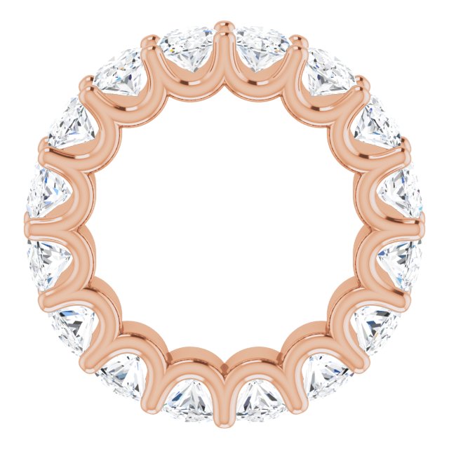 14K Gold Oval Natural Diamond Shared U-Prong Eternity Band – 6x4 mm Stones - Rose Gold - view 2