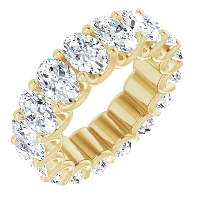 14K Gold Oval Lab-Grown Diamond Shared U-Prong Eternity Band – 6x4 mm Stones - Yellow Gold