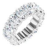 14K Gold Oval Natural Diamond Shared U-Prong Eternity Band – 6x4 mm Stones - White Gold