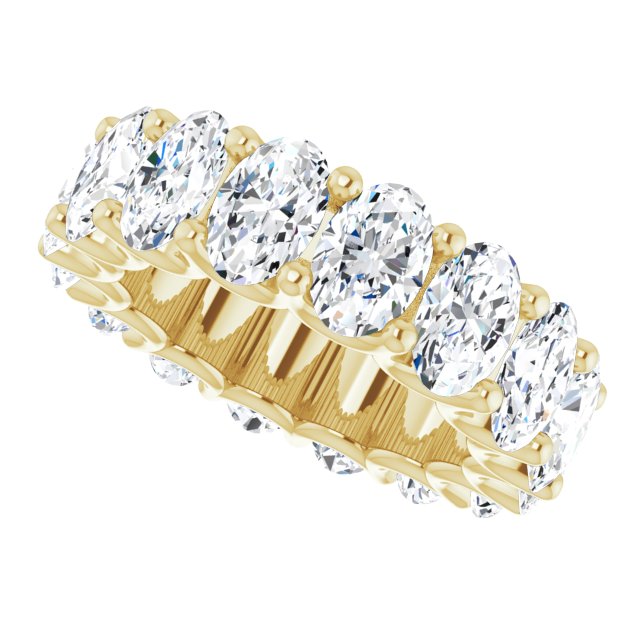 14K Gold Oval Lab-Grown Diamond Shared U-Prong Eternity Band – 6x4 mm Stones - Yellow Gold - view 5