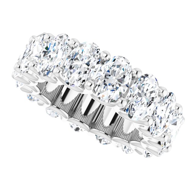 Platinum Oval Lab-Grown Diamond Shared U-Prong Eternity Band – 6x4 mm Stones - view 5
