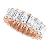 14K Gold Emerald Lab-Grown Diamond Shared U-Prong Eternity Band – 5x3 mm Stones - Rose Gold - view 5