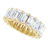 14K Gold Emerald Lab-Grown Diamond Shared U-Prong Eternity Band – 5x3 mm Stones - Yellow Gold - view 5