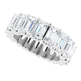 Platinum Emerald Lab-Grown Diamond Shared U-Prong Eternity Band – 5x3 mm Stones - view 5