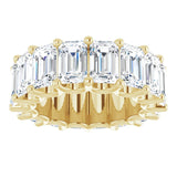 14K Gold Emerald Lab-Grown Diamond Shared U-Prong Eternity Band – 6x4 mm Stones - Yellow Gold - view 3